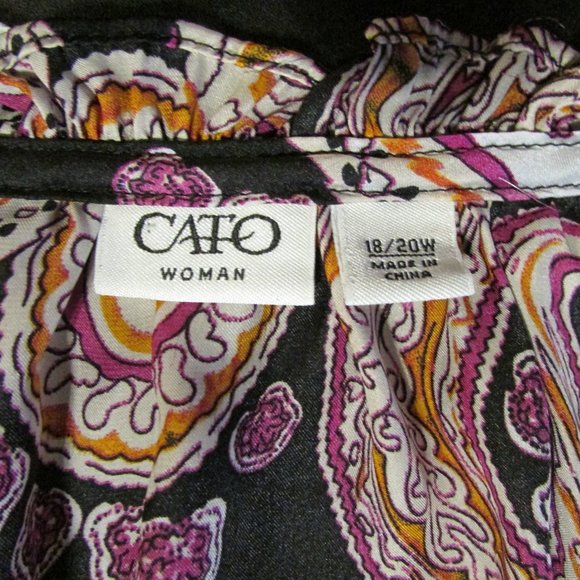 Cato Black with Burgundy/Cream Design, Soft Tie over Breasts, Gathered Bottom 18 - Picture 4 of 4